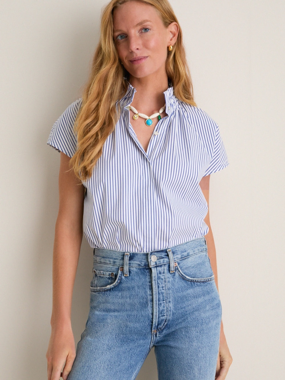 Pomander Place Blue Stripe Rae Blouse